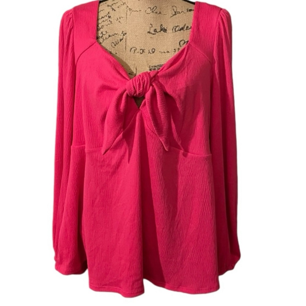 Ava & Viv Pink Tie front Blouse Size 3X